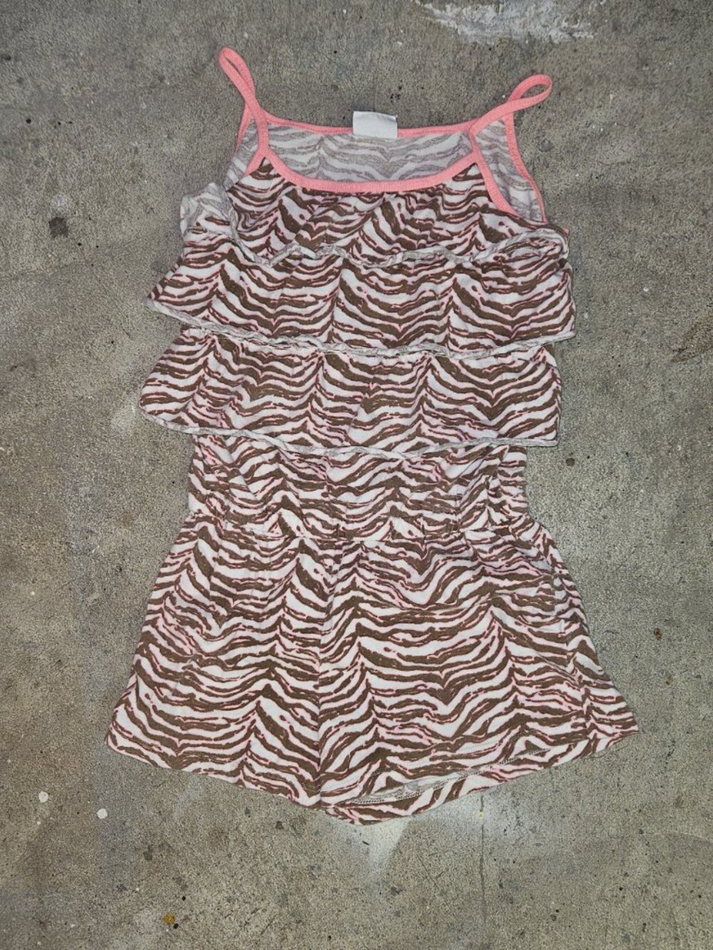 Crazy 8 Pink Brown Orange Animal Print Romper - Child Size Large 10-12